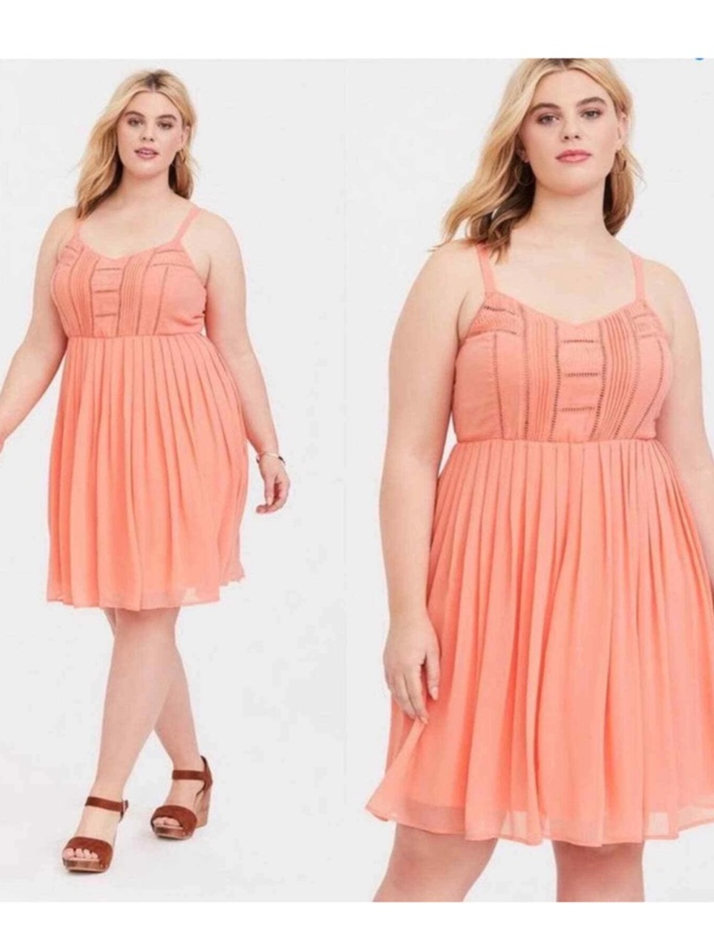 TORRID Coral Chiffon Spaghetti Strap Skater Dress